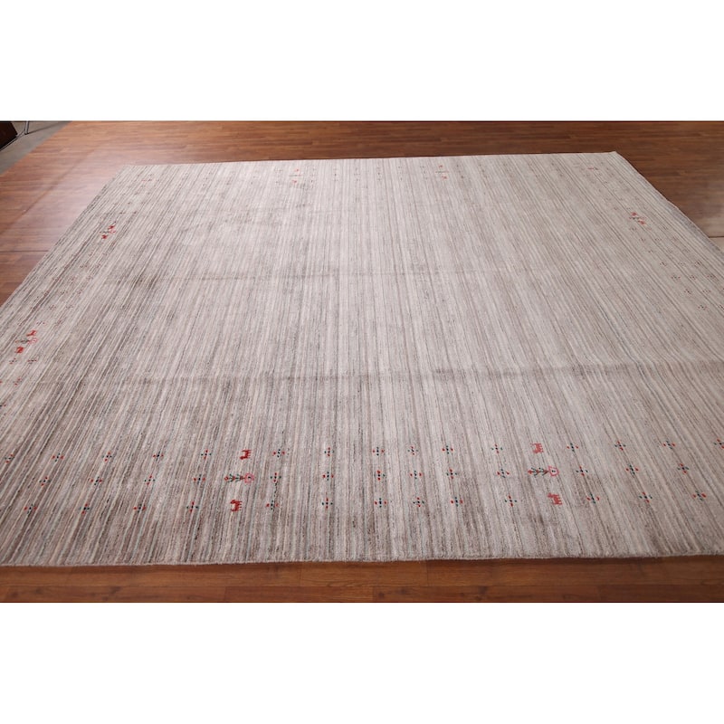 Striped Gabbeh Indian Area Rug Handmade Wool Carpet - 9'0"x 11'8"