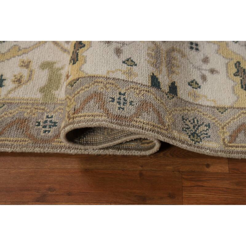 Ivory Oushak Indian Runner Rug Handmade Wool Carpet - 2'7"x 7'9"