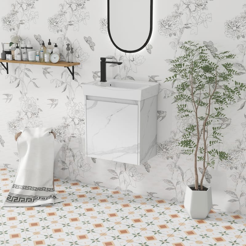 Wall Mounted Bathroom Vanity with Ceramic Sink