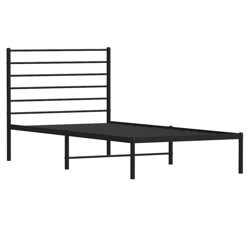 vidaXL Metal Bed Frame with Headboard, No Mattress