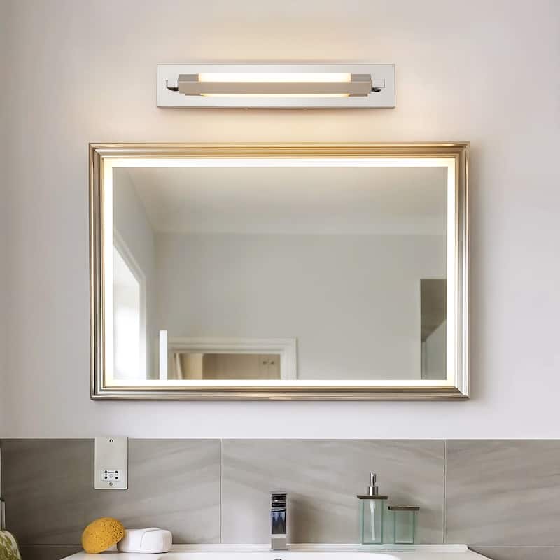 1-Light Modern Linear Chrome/Black Adjustable Integrated LED Bathroom Vanity Light - 4.3 in. W x 23.6 in. H x 4.5 in. D