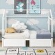 preview thumbnail 3 of 5, Metal Twin XL to King Twin Size House-shaped Platform Bed with 2 Drawers