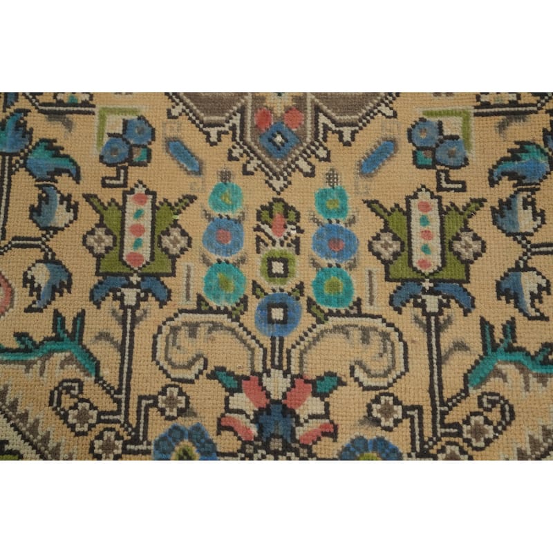 Hand Knotted Oriental 100% Wool Carpet Traditional Floral Peach Tabriz Area Rug - 9' 6'' X 6' 3''