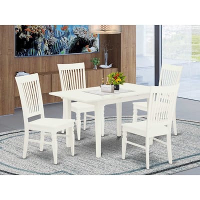 5-Piece Buttermilk and Cherry Solid Wood Top - Rectangular Dining Room Set (Seats-4)