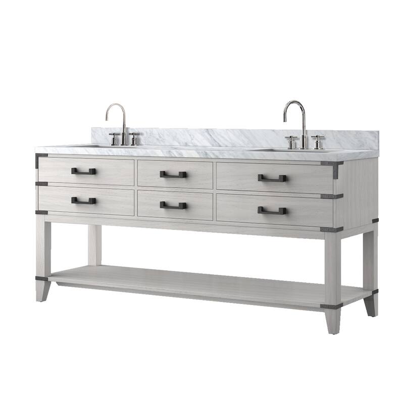 Norwalk Bath Vanity Carrara Marble Top, Sink and Faucet