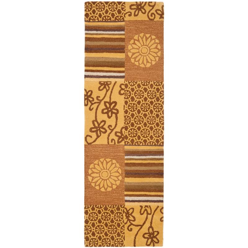 SAFAVIEH Handmade Soho Trixi Patchwork N.Z. Wool Rug - 2'6" x 12' Runner - Beige/Multi - Runner