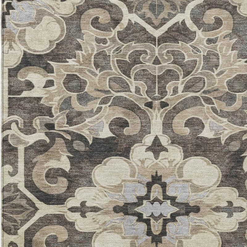 HomeRoots Damask Traditional Rectangle Outdoor Rug
