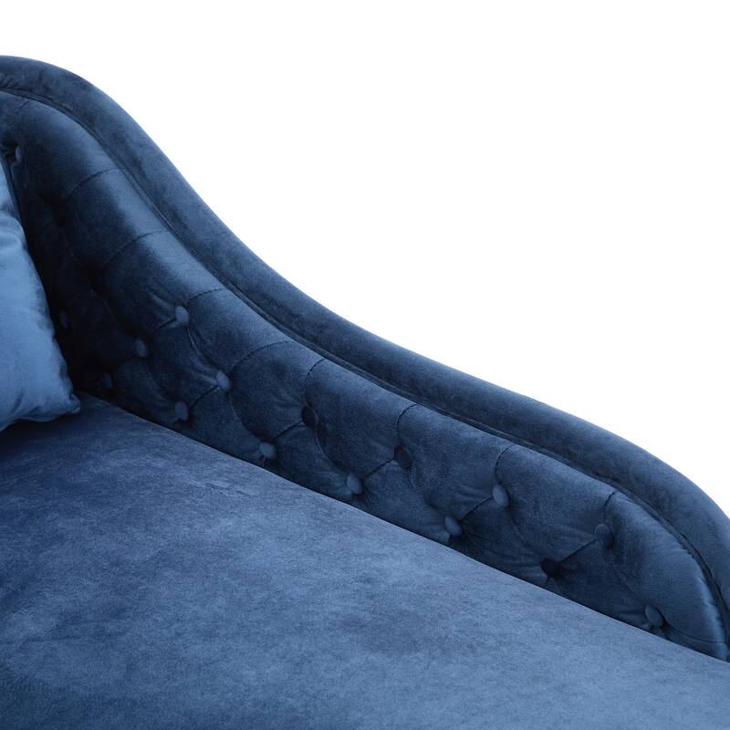 Christopher Knight Home - Bressi Modern Velvet Upholstered Chaise Lounge with Tufted Backrest, Nailhead Trim & Pillow