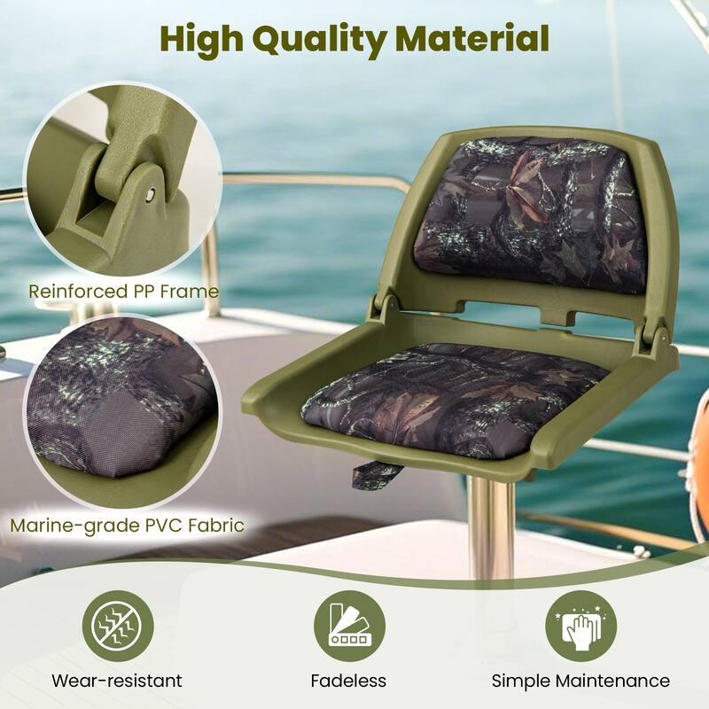 Gymax Folding Fishing Boat Seat w/High-density Sponge Cushion PVC