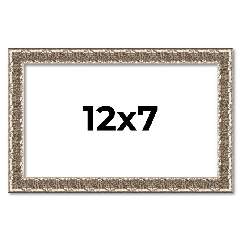 12x7 Frame Silver Versailles Ornate Solid Wood Picture Frame | 1 Inch