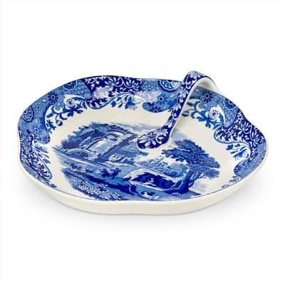 Spode Blue Italian Handled Tray - 8.25" x 7.5"