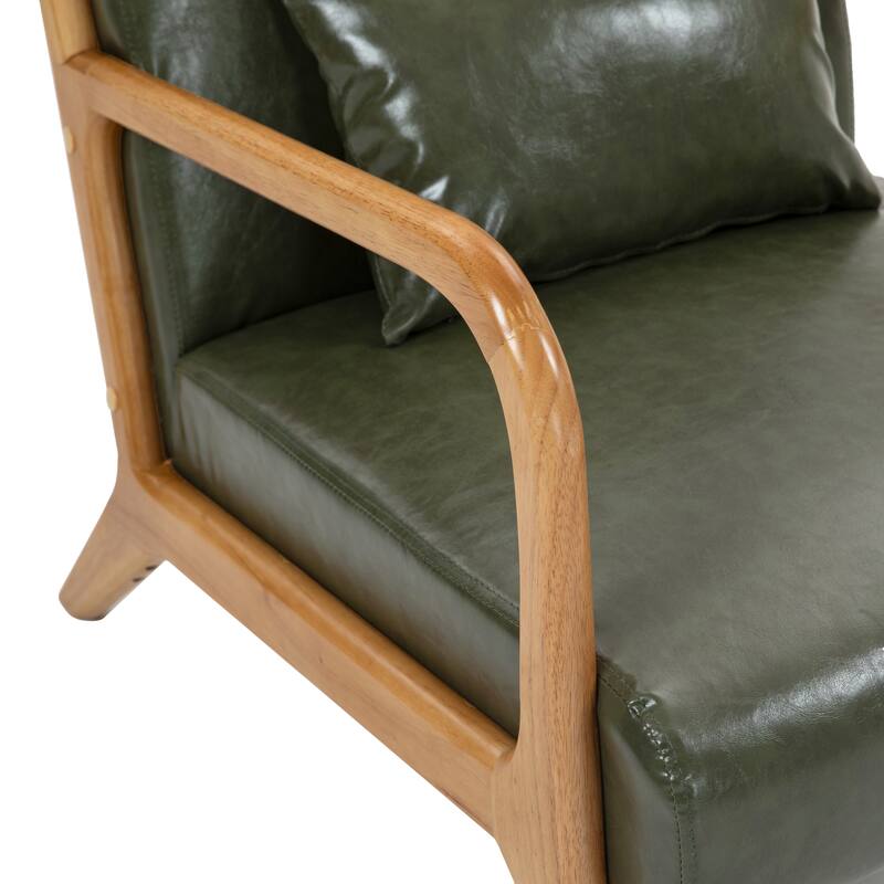Mid Century Solid Wood Upholstered Accent Chair