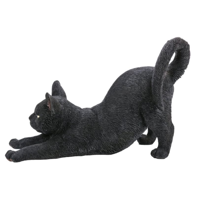 Stretching Cat Outdoor Garden Statue - 14.75"