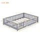 preview thumbnail 4 of 7, Full Size Floor Bed with Door & Fence, Montessori Floor Bed for Kids, Solid Wood Full Bed Frame for Girls Boys, Wood Kids Bed