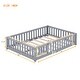 preview thumbnail 4 of 7, Full Size Floor Bed with Door & Fence, Wooden Montessori Bed for Kids
