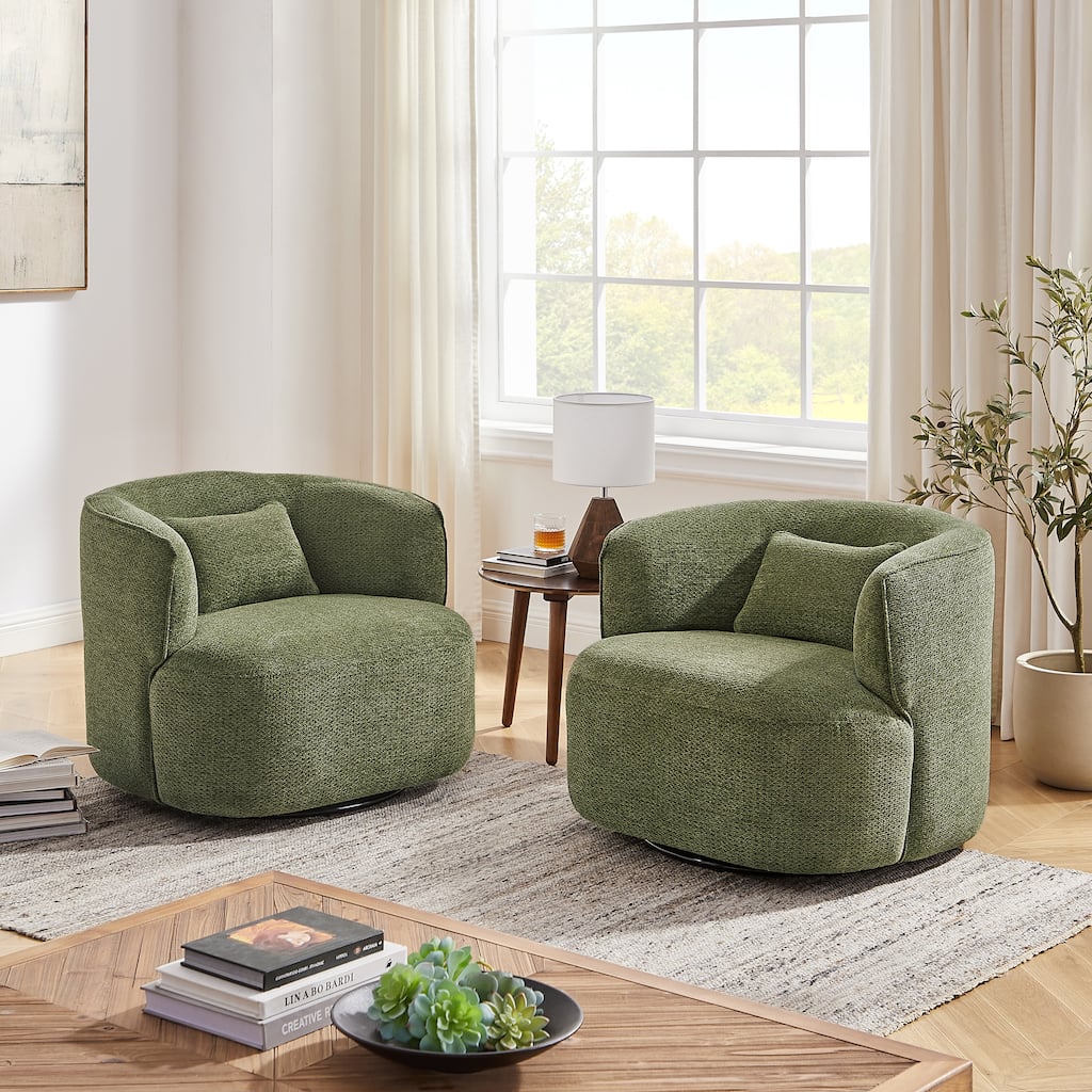 Art Leon Swivel Accent Barrel Chairs