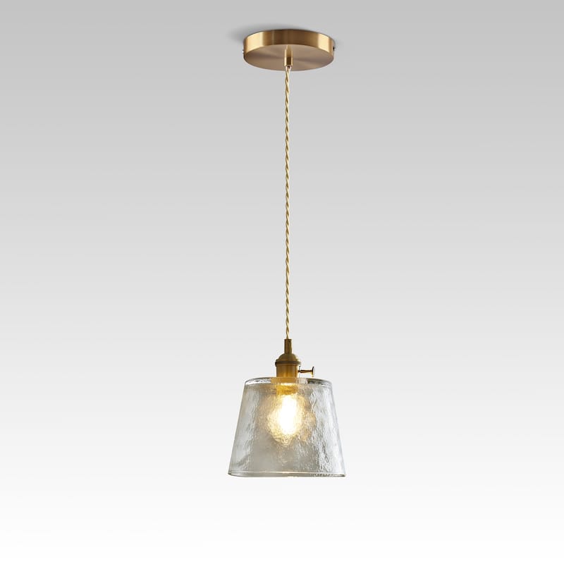 1-Light Vintage Pendant Light Amber Glass Pendant Light