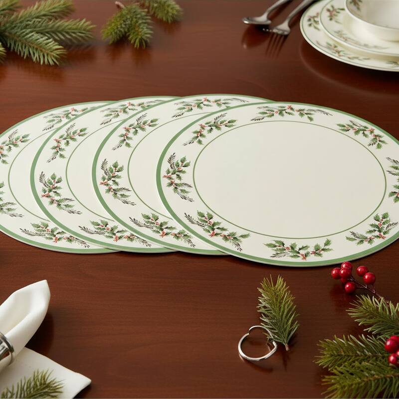 Spode Christmas Tree Set of 4 Holly Plates - 10 in