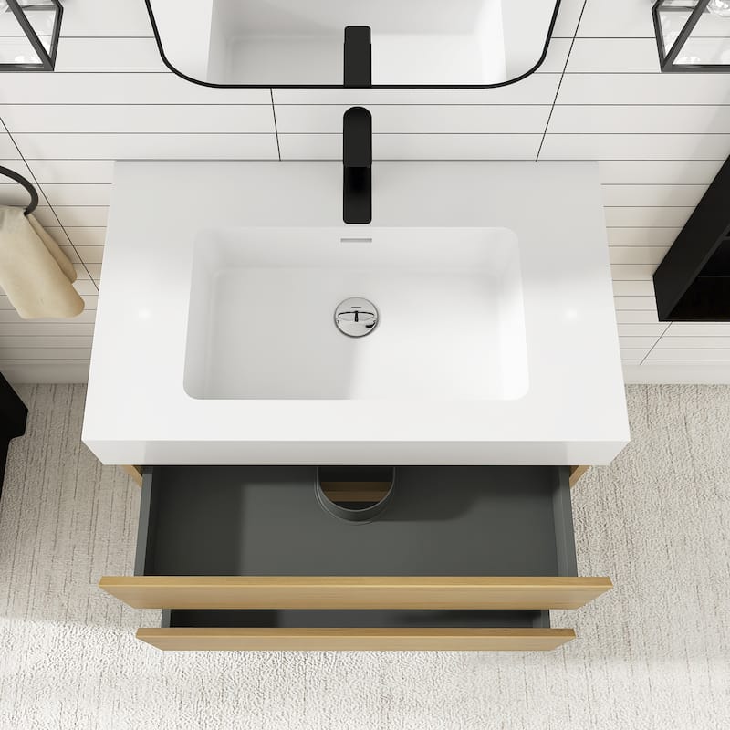 Floating Bathroom Vanity with Solid Surface Top