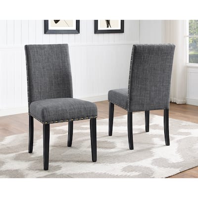 Fabric Dining Chairs with Nailhead Trim (Set of 2)