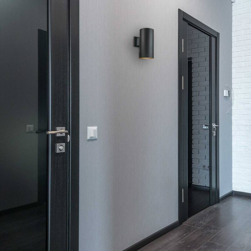Volume Lighting 1-Light Black Outdoor Cylinder Wall Mount