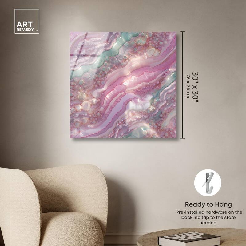 Pink and Mint Crystal I Acrylic by Art Remedy, Ready to Hang