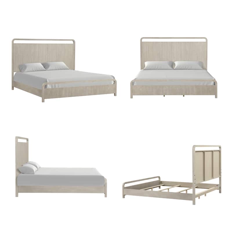 Roundhill Furniture Tavari 5-Piece Bedroom Set with Panel Bed, Dresser, Mirror, Nightstand, and Chest in Light Gray