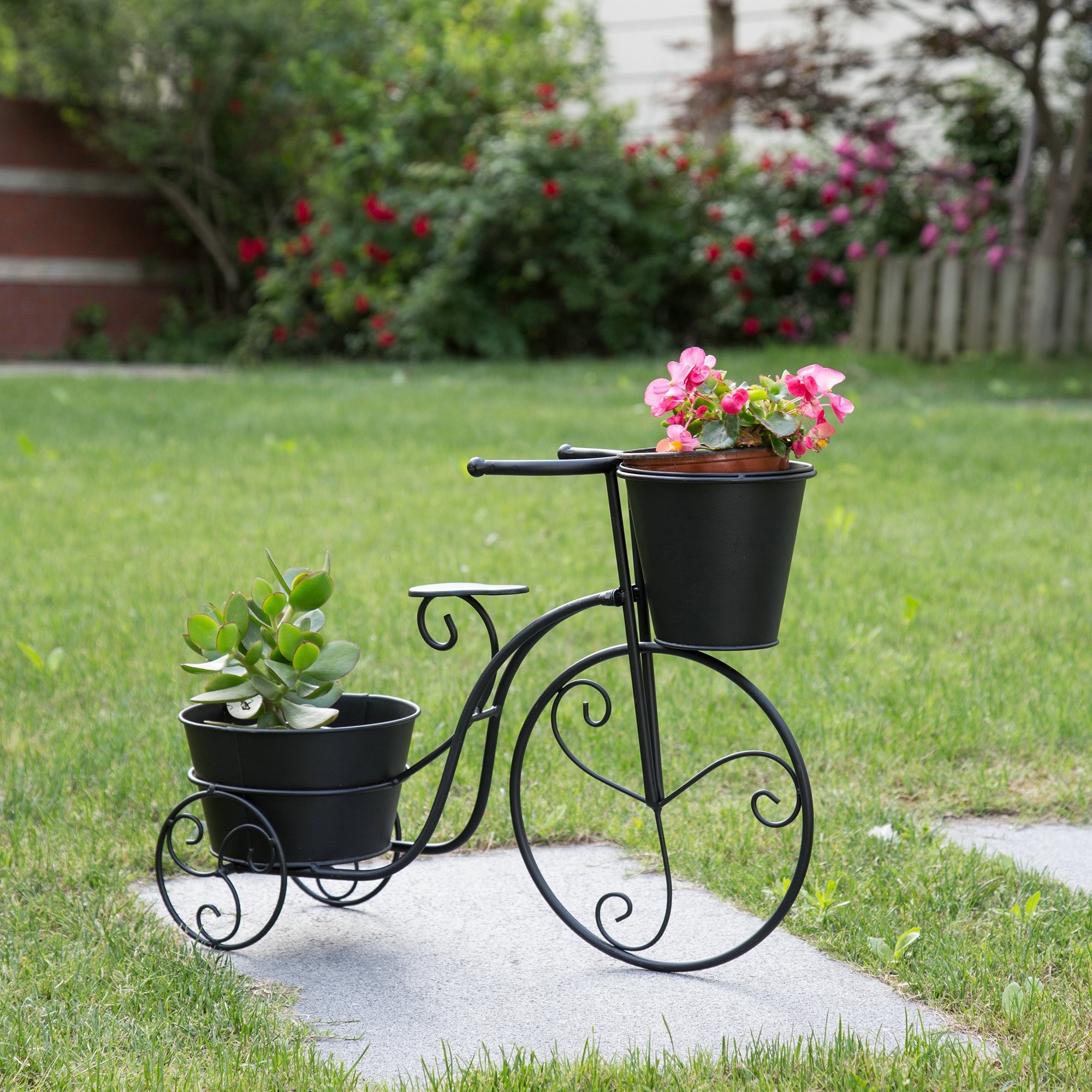 METAL SHABBY CHIC/COTTAGE STYLE BICYCLE PLANTER STAND 13" by 9" by 6"  