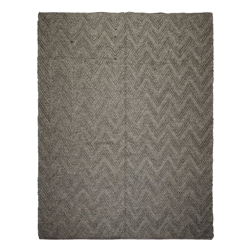 9x12 Tibetano Hand Knotted Flatweave Wool Tone on Tone Graphite Modern Rug - 9' x 12' - 9' x 12'
