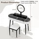 preview thumbnail 16 of 38, Costway Solid Wood Makeup Vanity Desk Set with LED Lighted Mirror