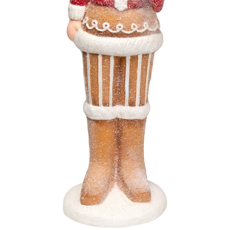 LED Lighted Christmas Gingerbread Nutcracker - 27" - Brown and White