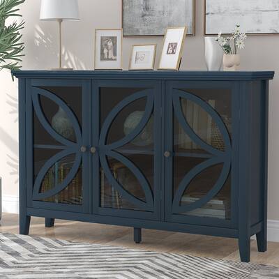 Wooden Cabinet with Adjustable Shelf, Modern Sideboard for Entryway
