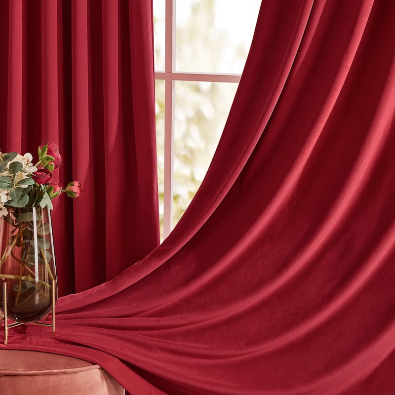 Deconovo Velvet Room Darkening Curtain Panel, Thermal Insulated