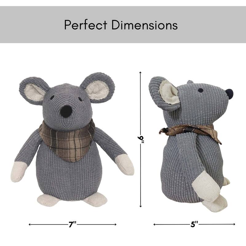 Decorative Mouse Door Stopper - Weighted Animal Doorstop, 2.3 lb - 9"H x 7"L x 5"W