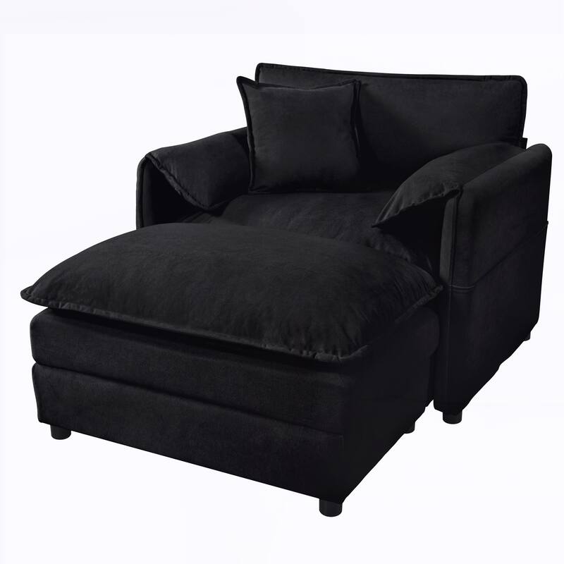 Chair with Movable Ottoman for Living Room or Bedroom