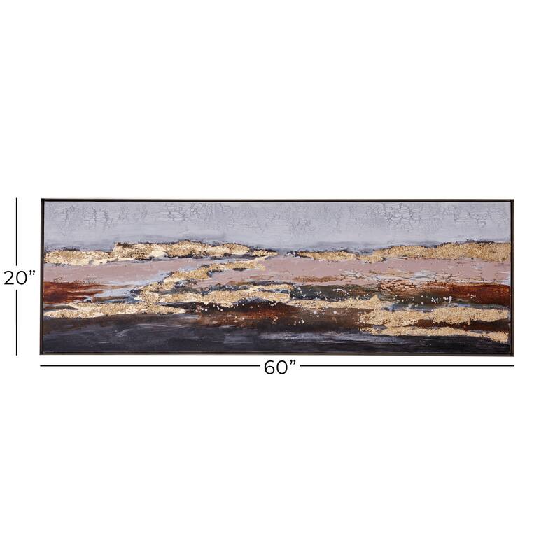 Canvas Geode Foiled and Brushstrokes Framed Wall Art with Gold Frame - Gold - Roche River Decor