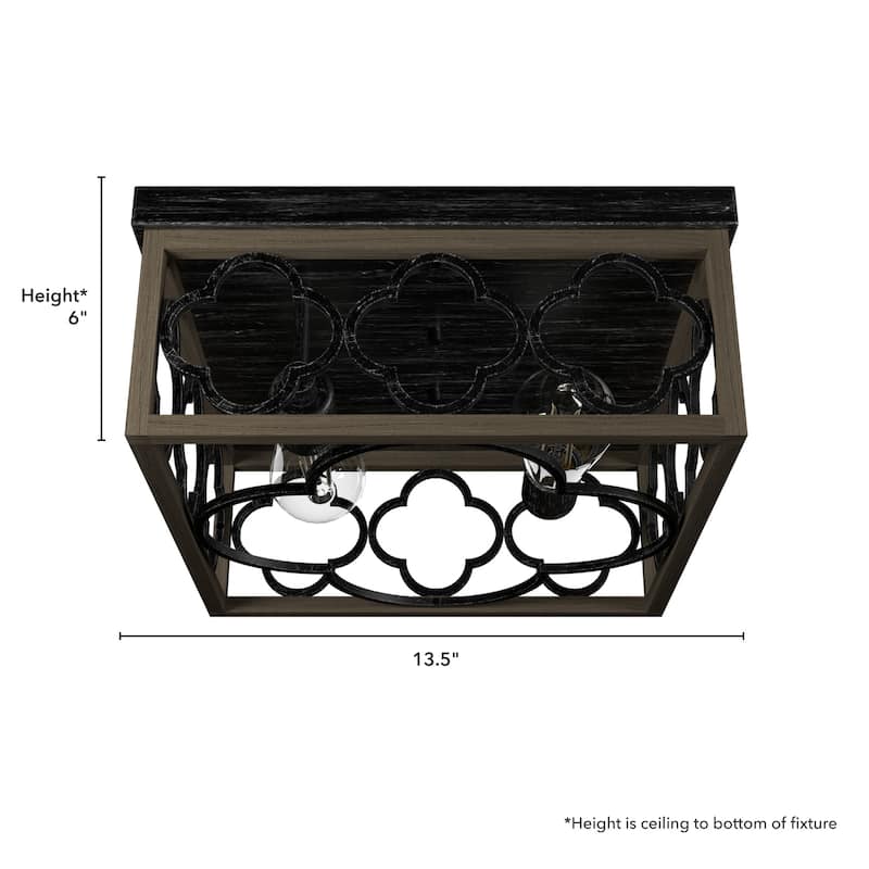 Hunter Gablecrest 2 Light Flush Mount Ceiling Light - Entry, Bathroom - Modern Farmhouse, Transitional, Distressed - Damp Rated!