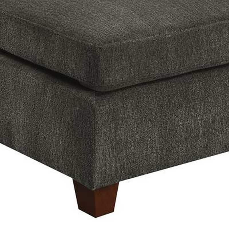 Remy 37 Inch Modular Armless Chair, Soft Gray Chenille, Solid Pine Wood