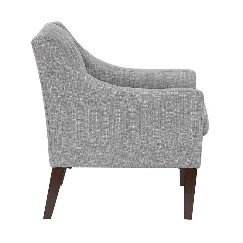 Ginna Accent Armchair, Button Tufted Light Gray Polyester, Brown Legs