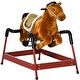 preview thumbnail 6 of 8, Plush Spring Rocking Horse for Kids, Self-Moving with Sound Effects, Soft Huggable Body, 132 lbs Capacity light brown