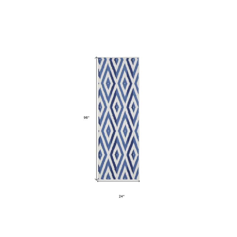 Jovu Power Loomed Distressed Geometric Abstract Modern Non Skid Stain Resistant Area Rug By HomeRoots - 96' X '24' X '0.39