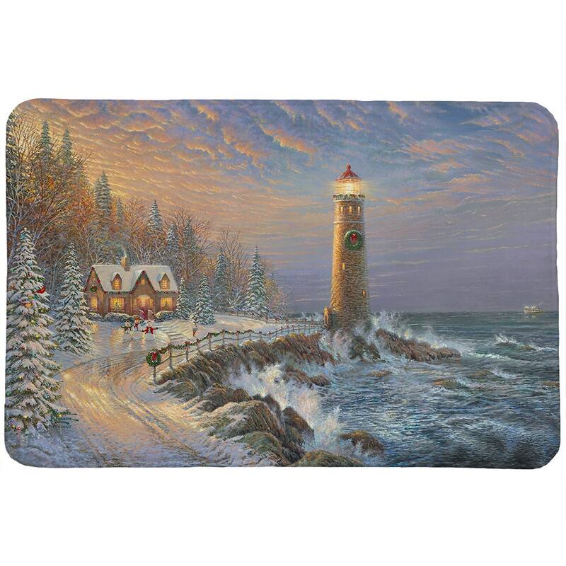 Thomas Kinkade Christmas Lighthouse Memory Foam Rug by Laural Home