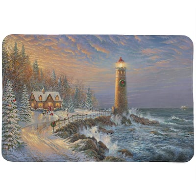 Thomas Kinkade Christmas Lighthouse Memory Foam Rug by Laural Home