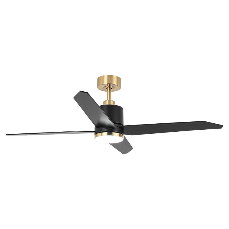52" Modern Matte Black DC Motor Ceiling Fan with Light and Remote Control