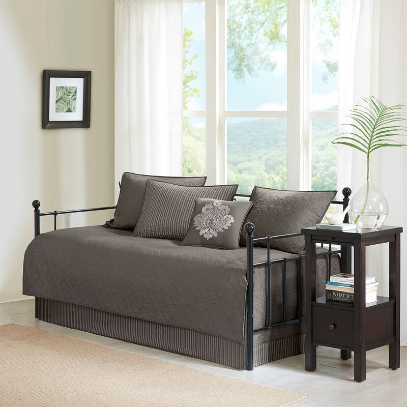 6 Piece Reversible Daybed Cover Set Dark Grey Daybed - DARK GREY