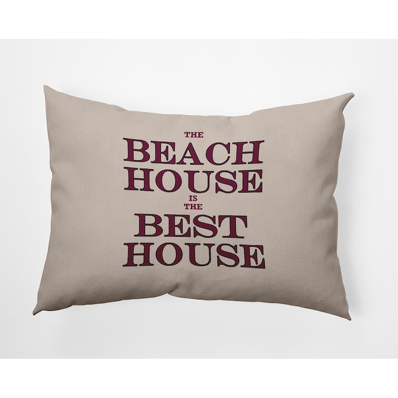 Beach House Best House Polyester Indoor/Outdoor Pillow - Maroon Red - 14" x 20"