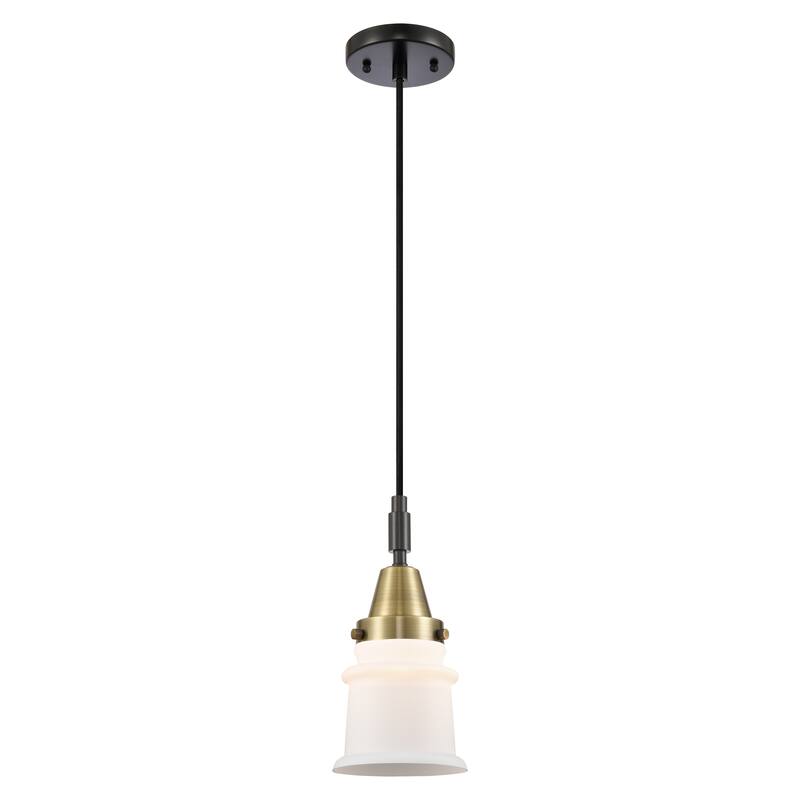 Innovations Lighting Downtown Urban - Caden Canton - 1 Light 5" Cord Hung Mini Pendant - Black Antique Brass/Matte White Shade