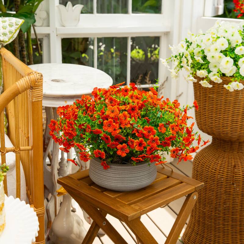 13-in UV Resistant Artificial Daisy Bush (Indoor/Outdoor) - Set of 12