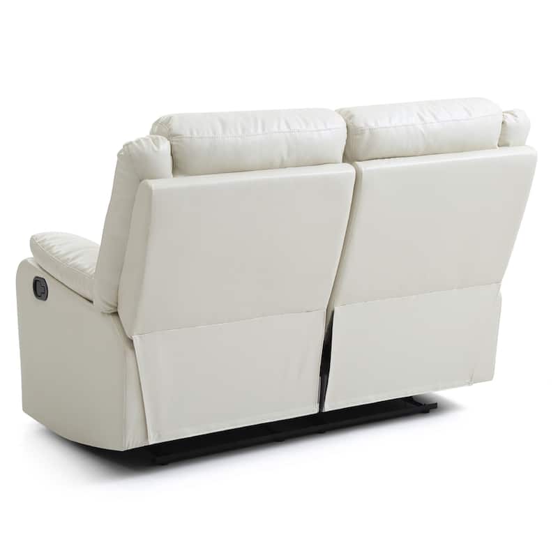 Faux Leather 2-Seater Reclining Sofa with Pillow Top Arm - 55" - White
