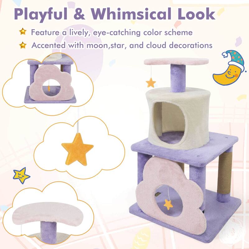 Costway 31.5” Cute Modern Cat Tree with Condo Top Perch Jute - See Details